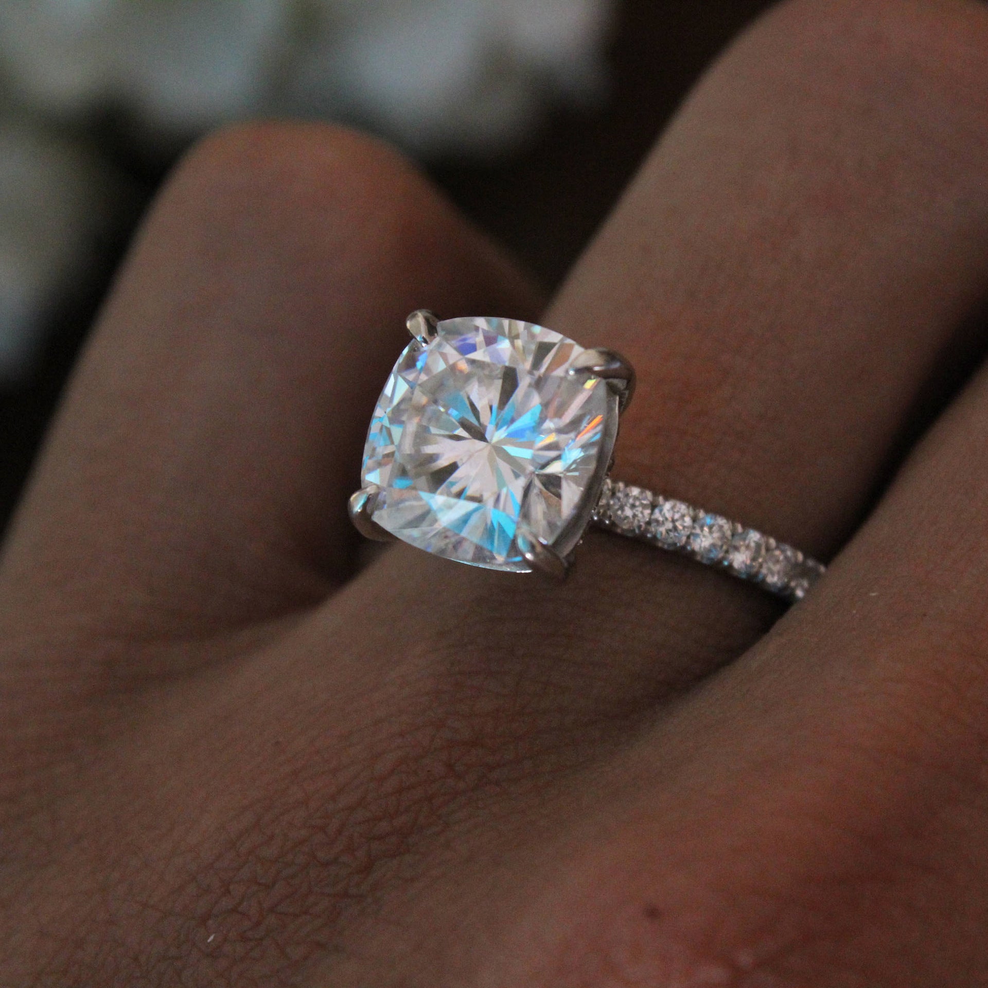 Classic 4-Prong 2ct Princess Cut White Gold Plated Simulated Moissanite Ring For Women, European & American Style Engagement Ring Vera Lux