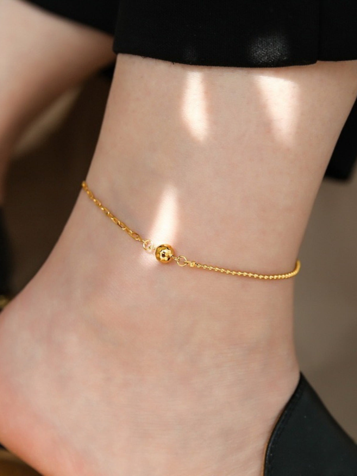 Light luxury laser bead splicing chain 18K gold anklet Vera Lux
