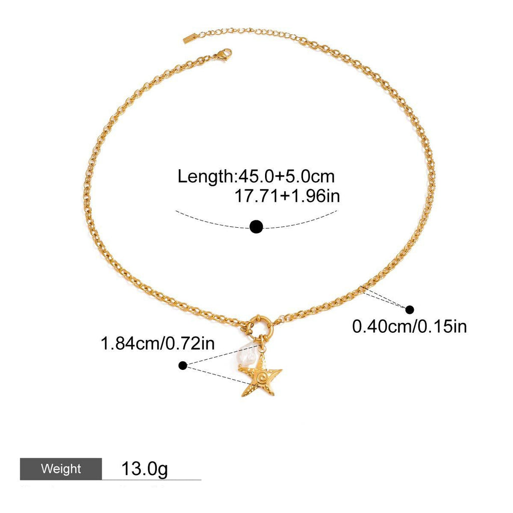 18K gold starfish with pearl design exquisite and noble necklace Vera Lux