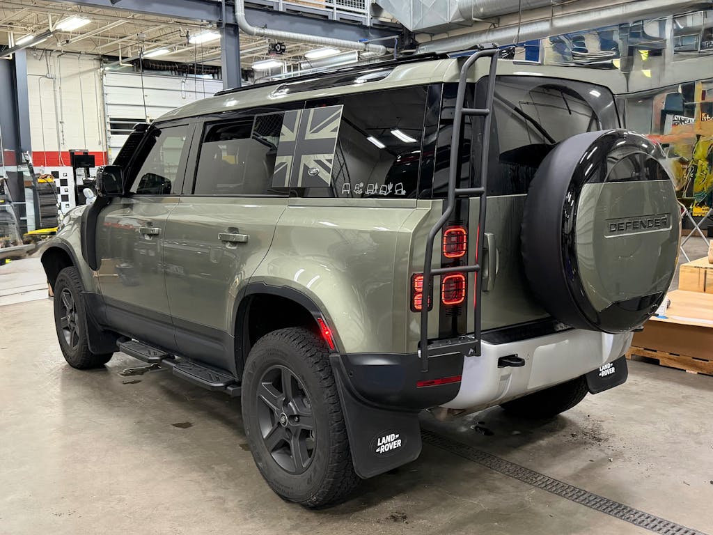 Union Jack Side Window Panel Overlay (Matte Black) - 2020+ Land Rover Defender 110 / 130 StickerFab