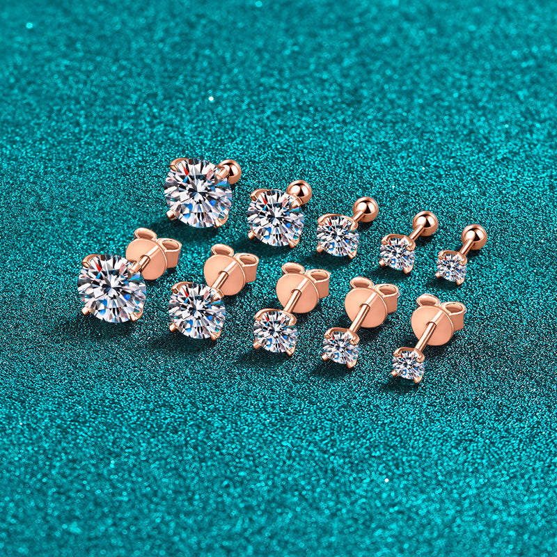 S925 Sterling Silver Four-Claw Champagne Gold Earrings Vera Lux