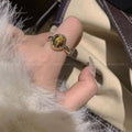 Vintage Tiger Eye Open Ring For Women, Maillard Retro Niche Design High-End Index Finger Ring Vera Lux