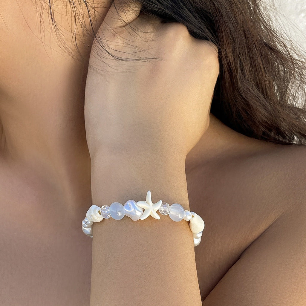 Ocean-style shell and starfish crystal beaded bracelet Vera Lux