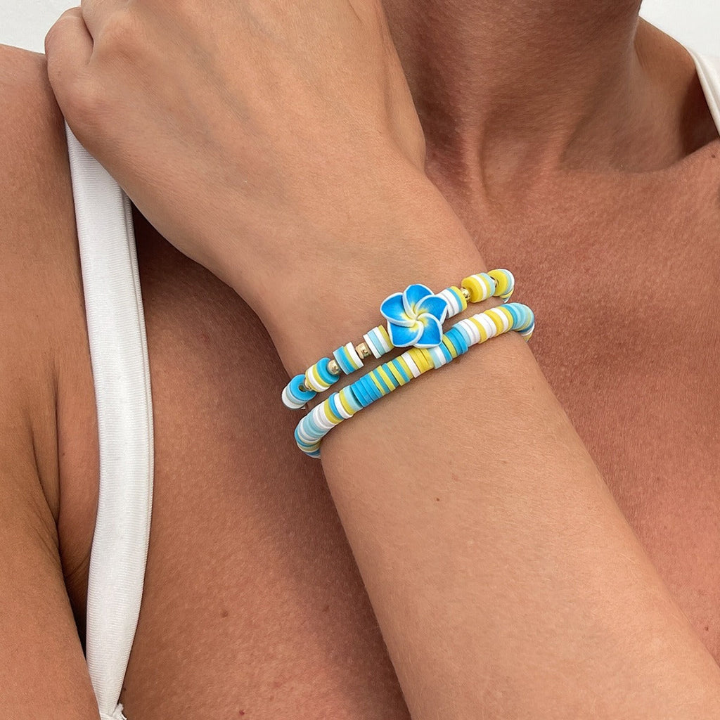 Bohemian Clay Flower Stretch Bracelet Vera Lux