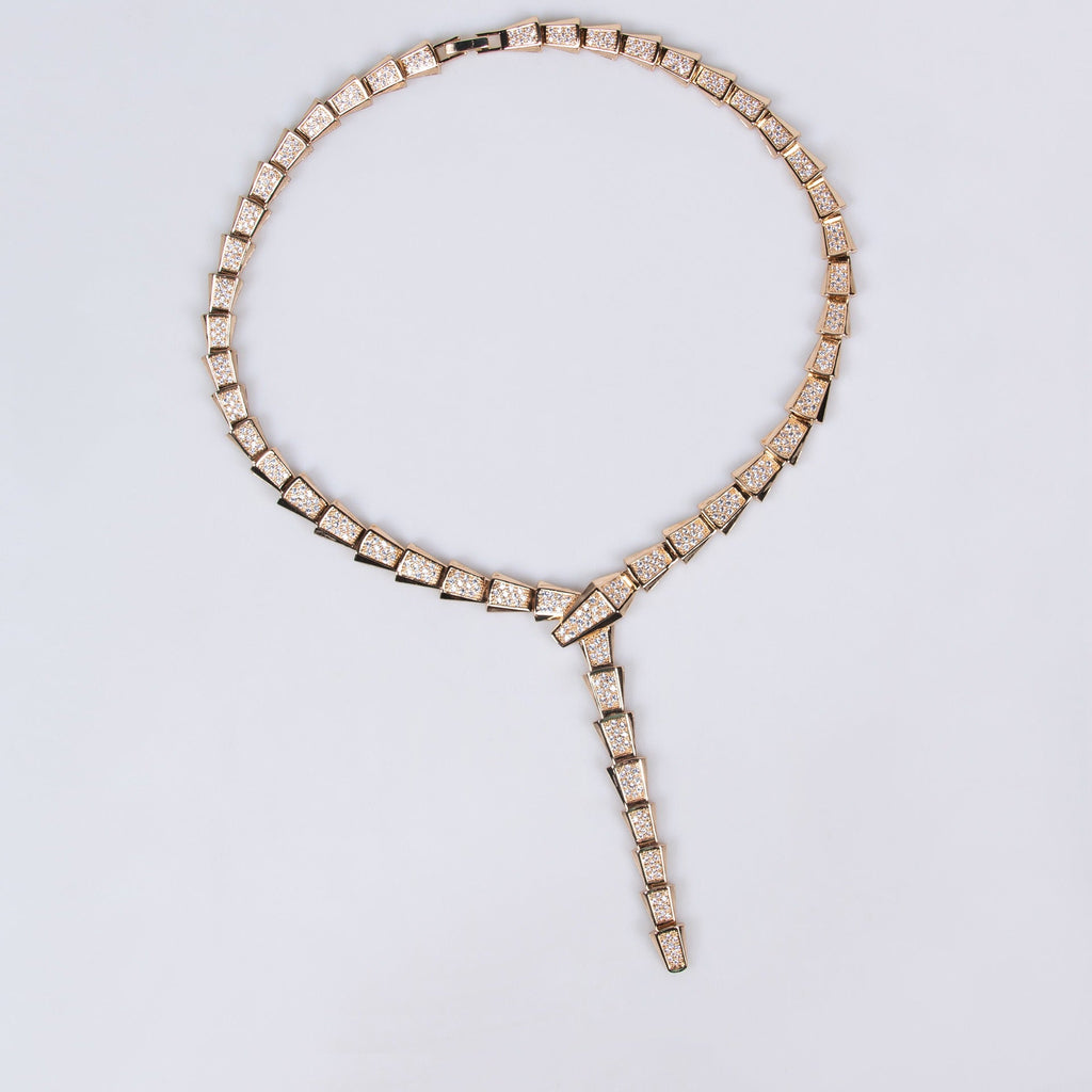 18K Gold Snake-Style Necklace and Earring Set Vera Lux