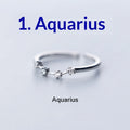 Zircon Silver-Plated Twelve Zodiac Signs Adjustable Open Ring Vera Lux