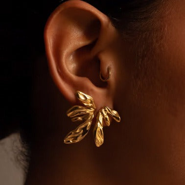 18K gold geometric wings design trendy personality earrings Vera Lux