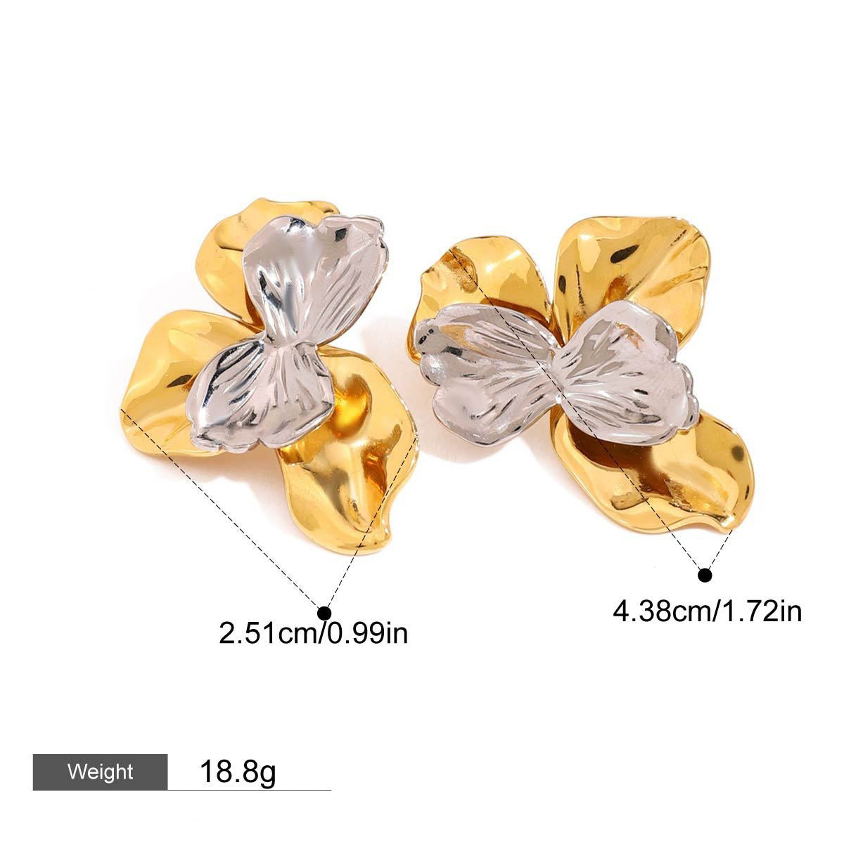 18K gold geometric/flower-shaped inlaid gemstone design light luxury noble earrings Vera Lux