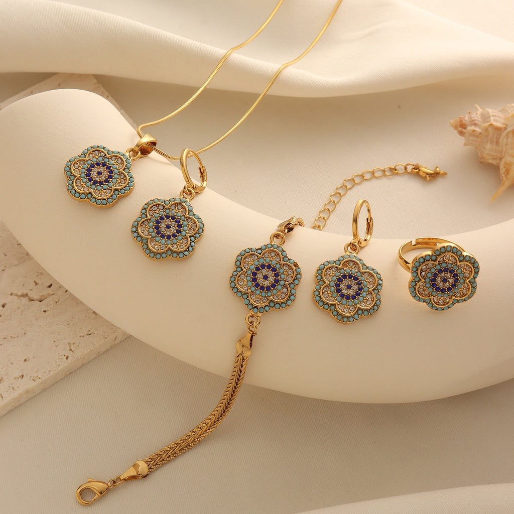 Turkish Evil Eye Flower Jewelry Set Vera Lux
