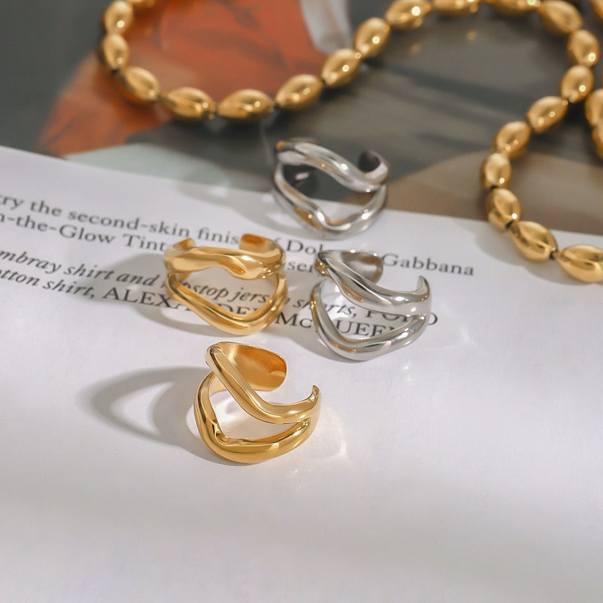 18K gold irregular shape with hollow design simple and elegant earrings Vera Lux