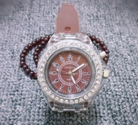 LED Luminous Watches Geneva Women Quartz Watch Women Ladies Silicone Bracelet Watches Vera Lux