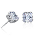 Crown-shaped openwork square zircon stud earrings Vera Lux