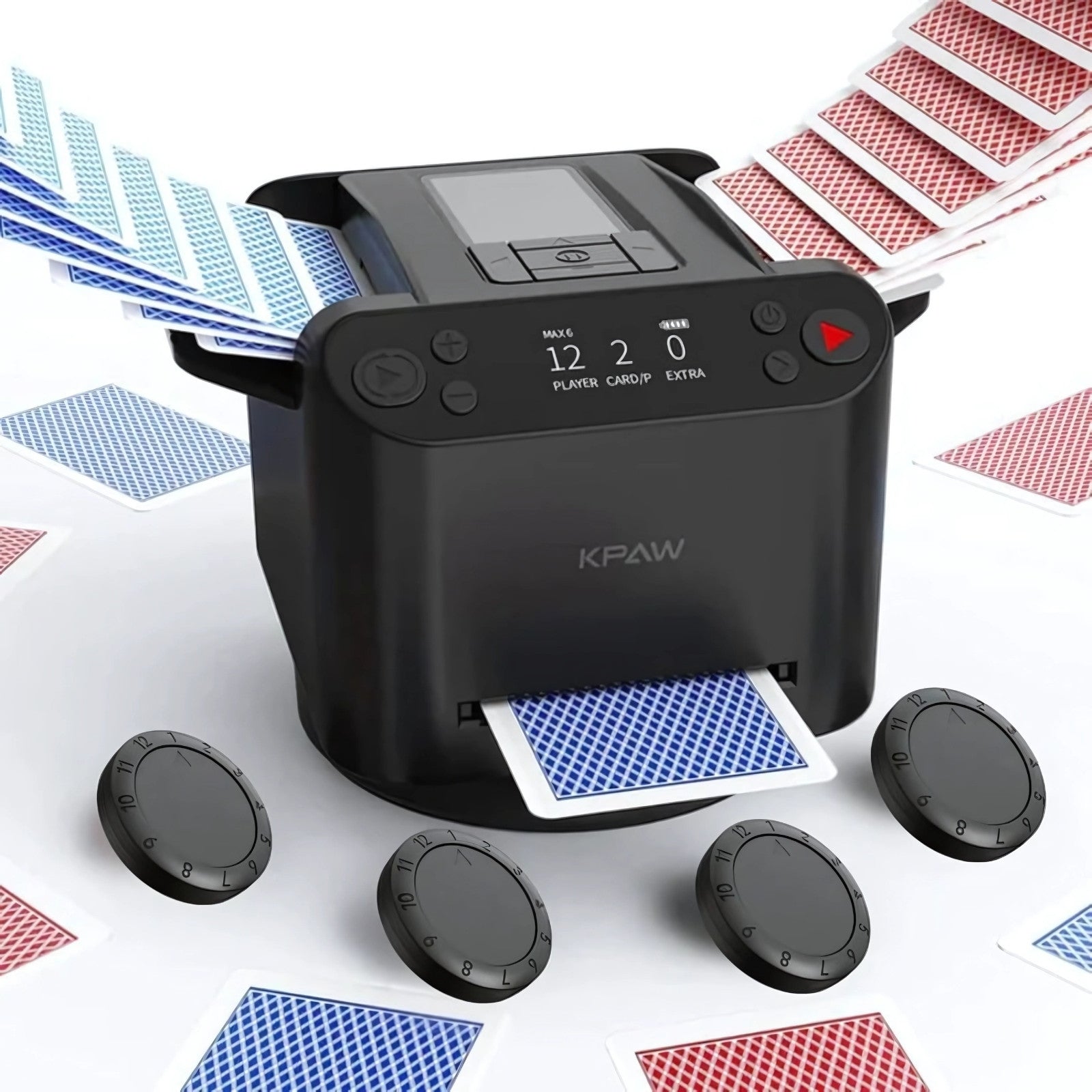 2-in-1 Automatic Card Shuffler & Dealer With 4 Card Drawing Remotes Poker Provoke
