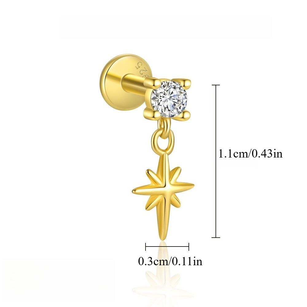 S925 silver starburst stud earrings with diamonds. Vera Lux