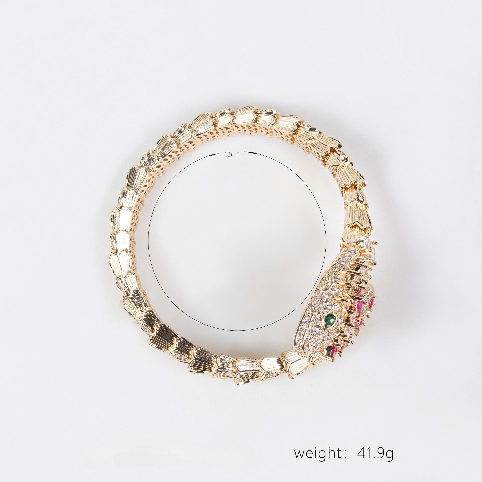 18K Gold Snake and Marcasite Bracelet Vera Lux