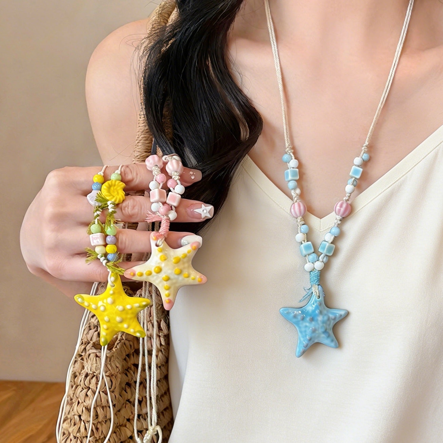 Dopamine Colorful Starfish Beaded Necklace For Women Vera Lux