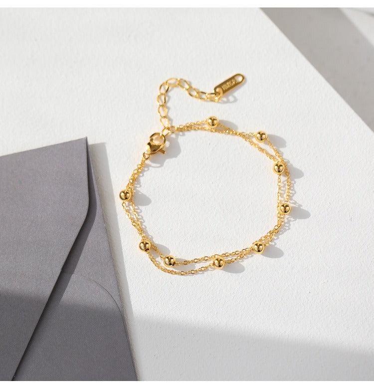 18K gold double-layer titanium steel anklet Vera Lux