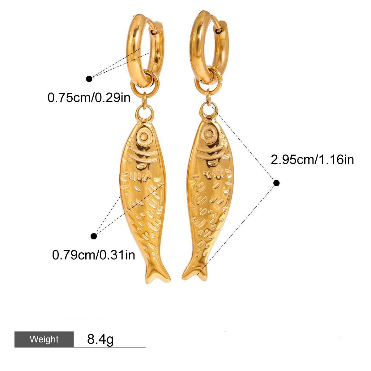 18K Goldfish Shape Design Exquisite Fashion Necklace Earrings Set Vera Lux