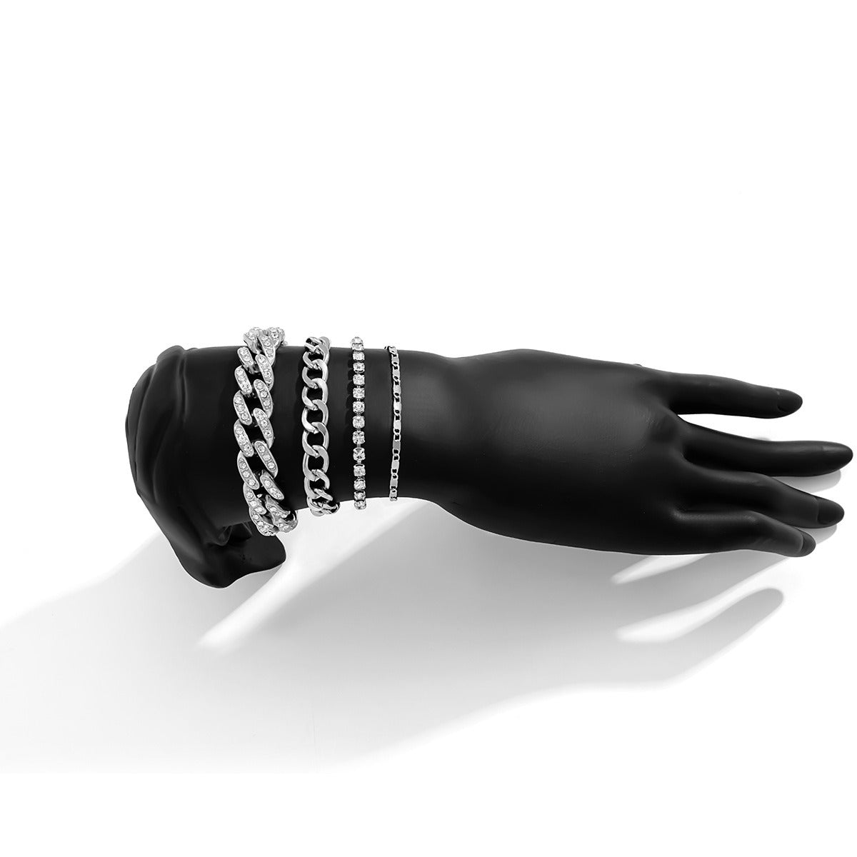 Hip-hop retro diamond-studded Cuban chain bracelet set Vera Lux