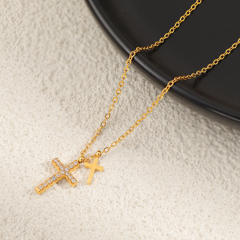 New European And American Light Luxury Cross Diamond Necklace Vera Lux