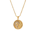 18K gold round necklace with sun and moon pattern and diamond design Vera Lux