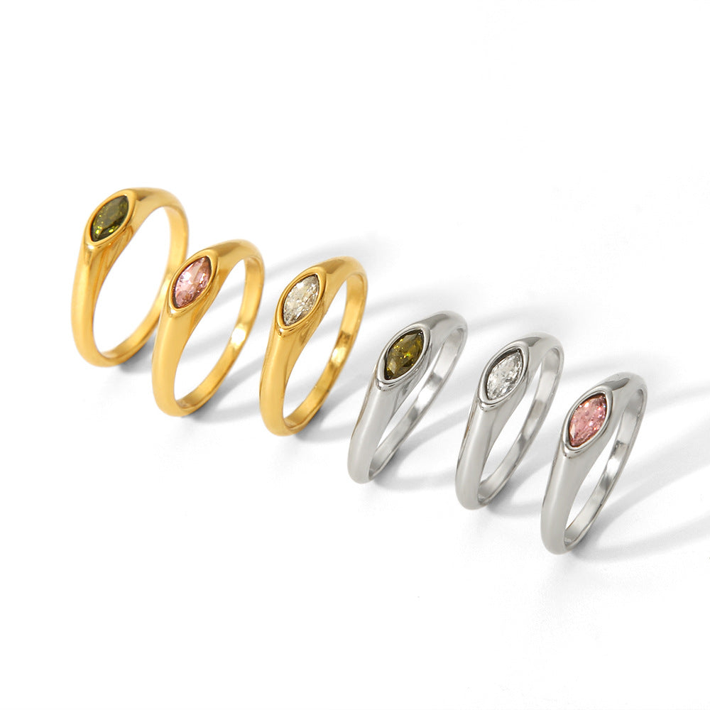 Retro 18K Gold Stainless Steel Ring With Zircon Inlays Vera Lux