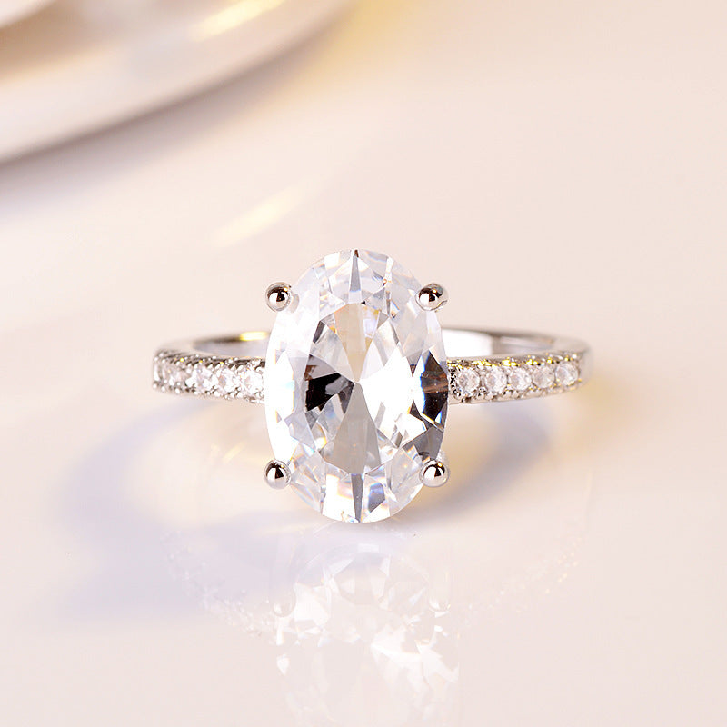 Fashion Hot Sale Oval Cut Engagement & Proposal Ring, 18K White Gold Plated Ring Jewelry Vera Lux