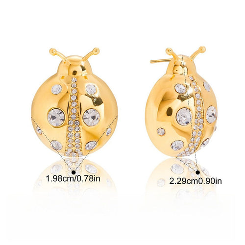 18k gold ladybug titanium steel necklace and earrings Vera Lux