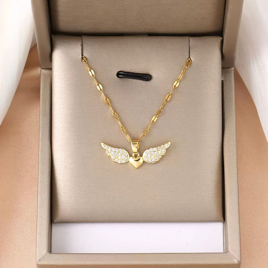 Instagram-style Light-luxury High-end Heart-shaped Angel Wings Necklace Vera Lux