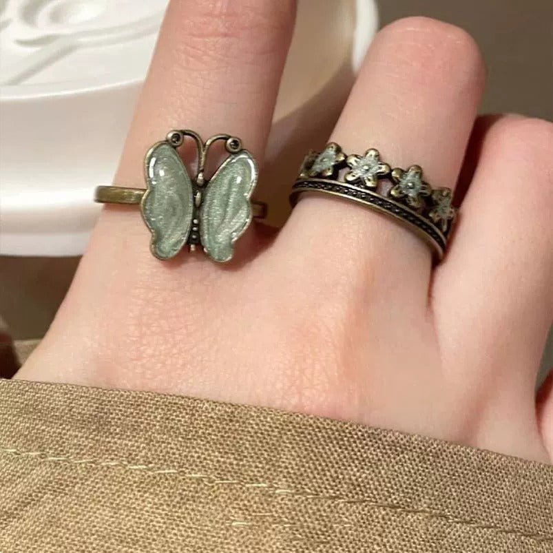 New Chinese Style Vintage Butterfly Flower Ring For Women, Retro Unique Index Finger Ring, Niche Advanced Sense Ring Vera Lux