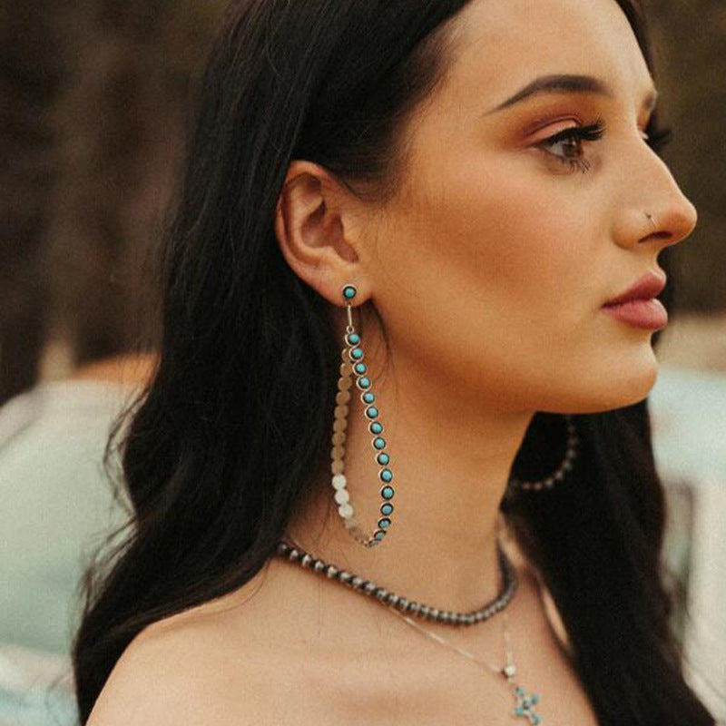 Hollowed-out Large Teardrop Turquoise Earrings Trendy And Unique Vera Lux