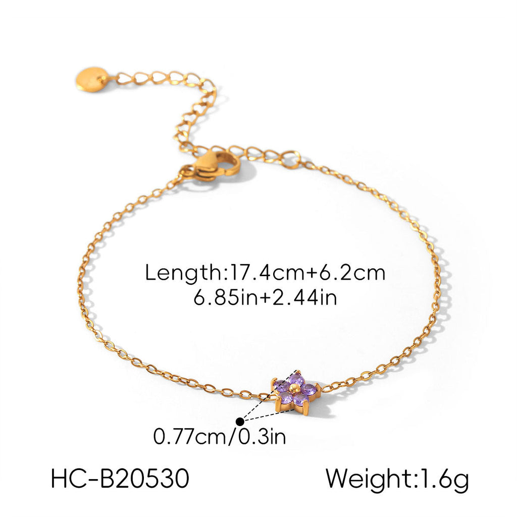 Resort-style 18K Gold Stainless Steel Zircon Bracelet Vera Lux