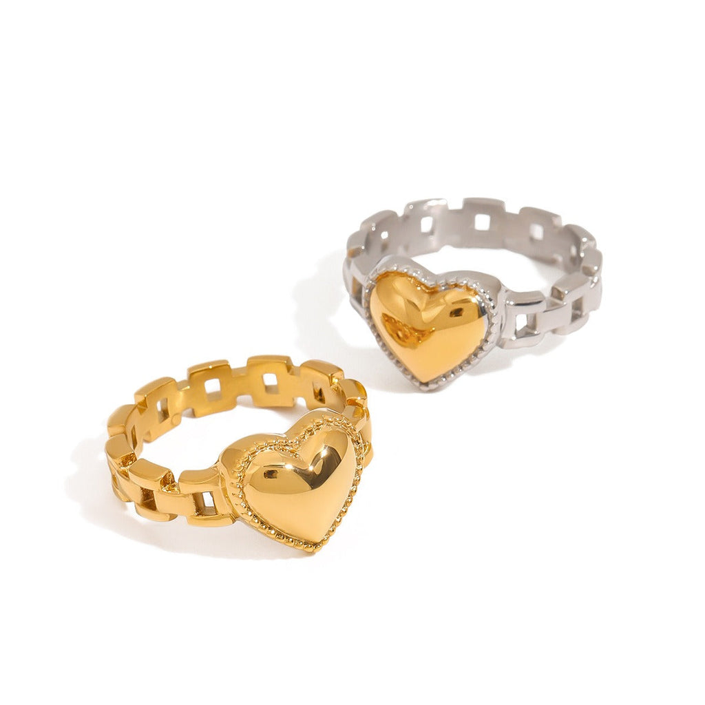18K gold heart titanium steel ring Vera Lux