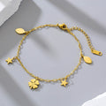 18k gold-plated four-petal bell flower pendant titanium steel anklet Vera Lux