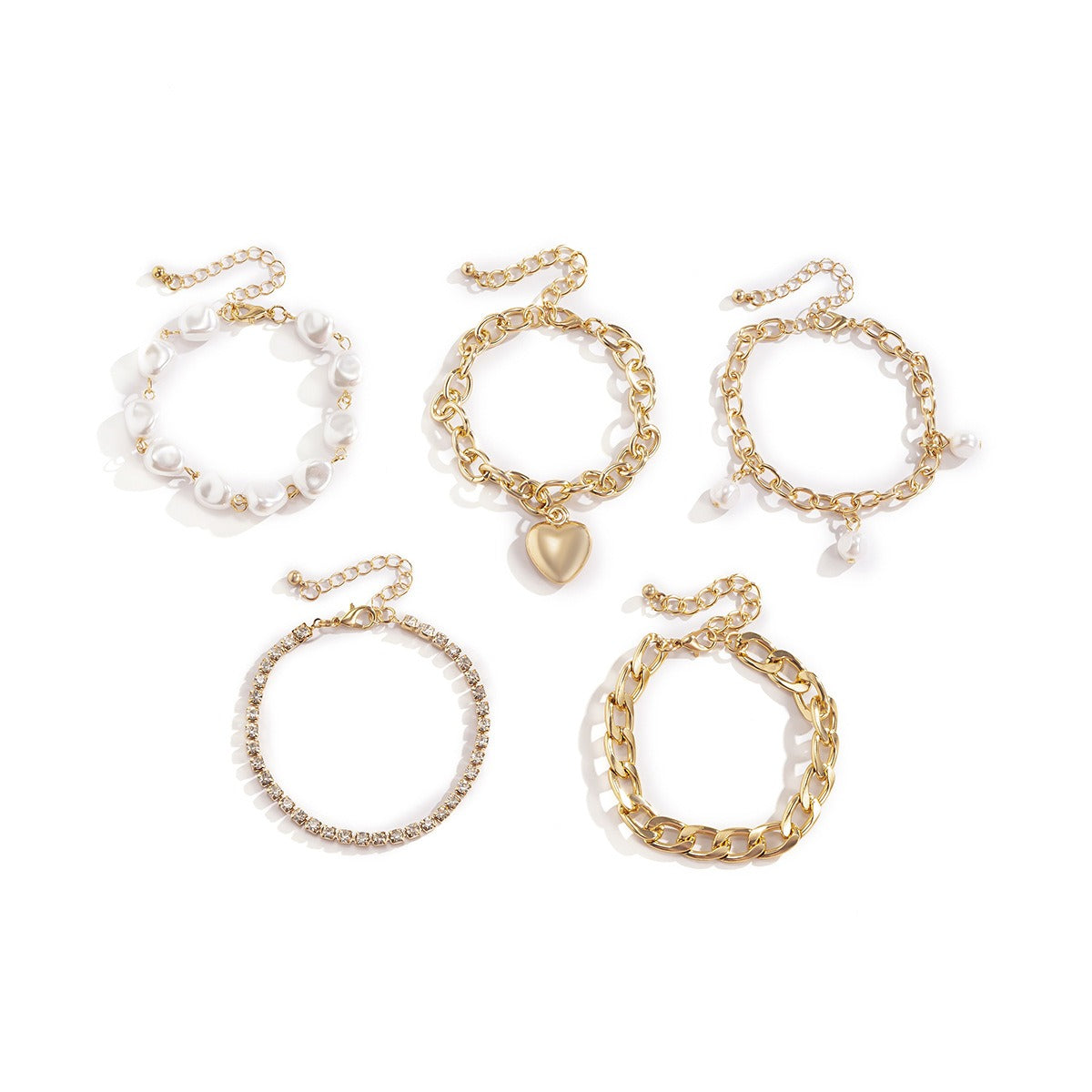 18k gold elegant Baroque special-shaped pearl heart chain bracelet Vera Lux