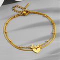 18k gold English letter heart titanium steel anklet Vera Lux