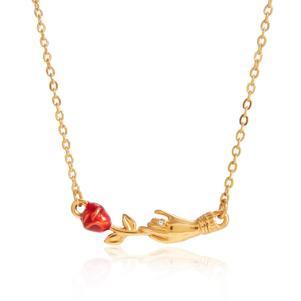 18K gold rose flower clavicle necklace Vera Lux