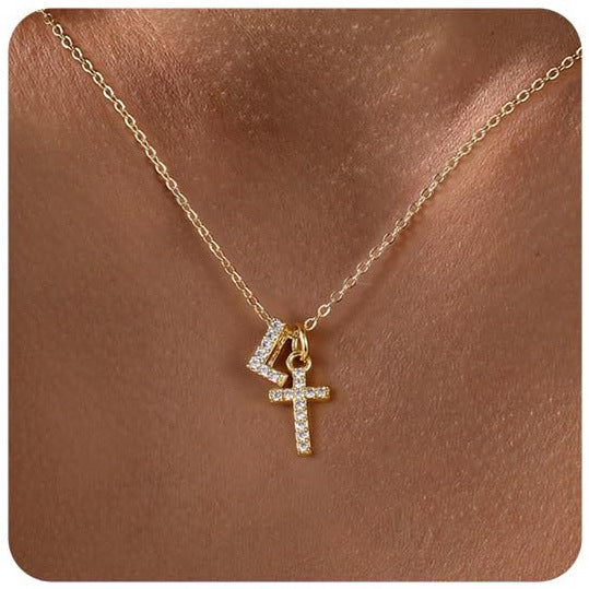 Zircon Inlaid 26 Letter Cross English Necklace Vera Lux