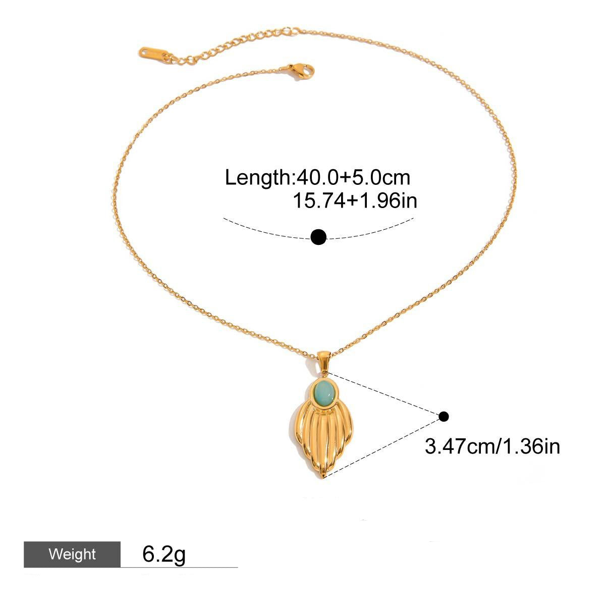 18K gold geometric inlaid gemstone with texture design classic fashion necklace Vera Lux