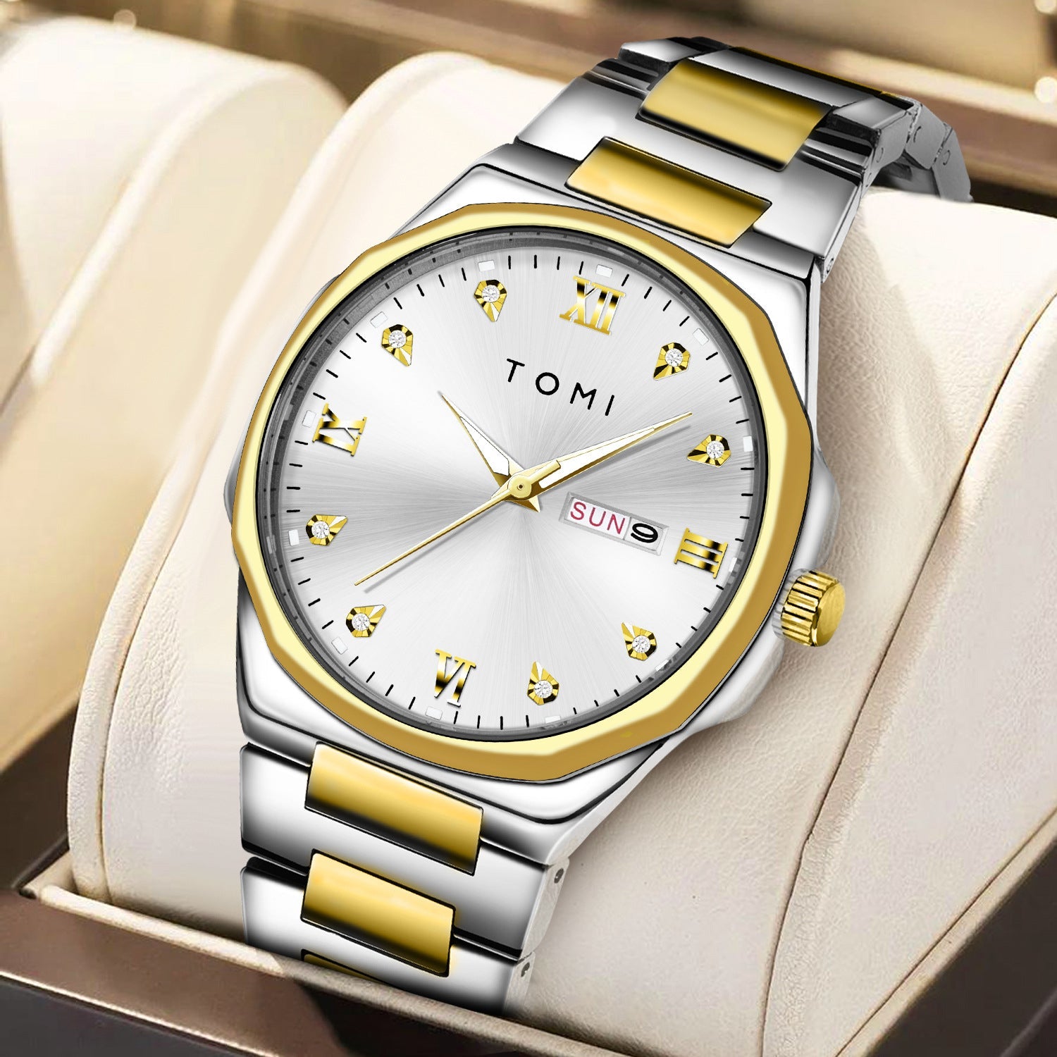 Simple Diamond Encrusted Quartz Watch Fashionable Vera Lux