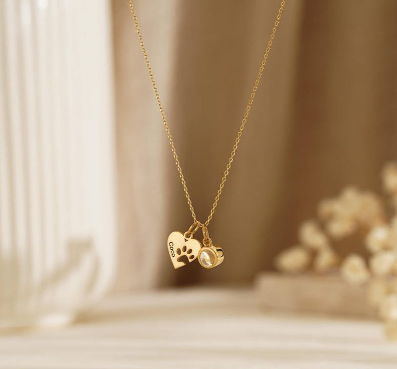 Personalized Heart & Paw Print Photo Custom Necklace Vera Lux