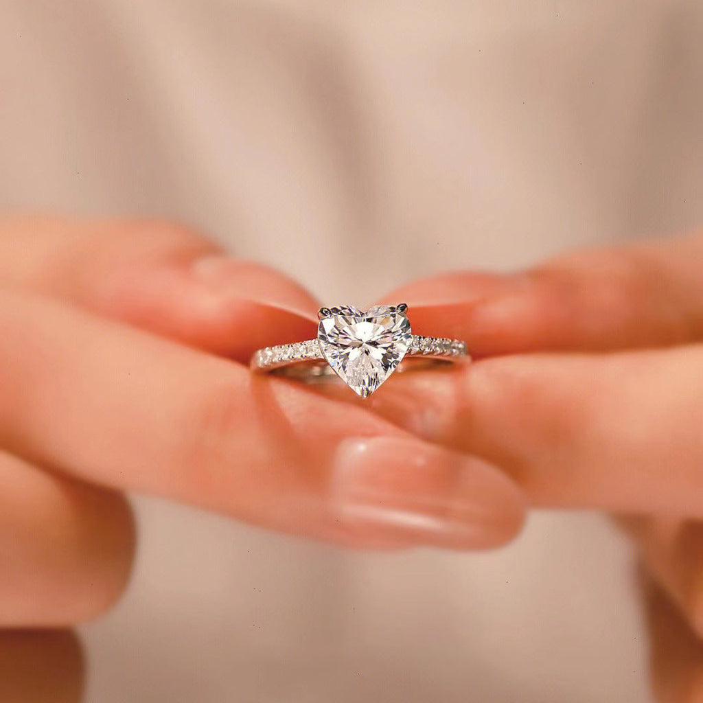 Heart Shaped Simulated Moissanite Ring With Zircon Accent For Women Vera Lux
