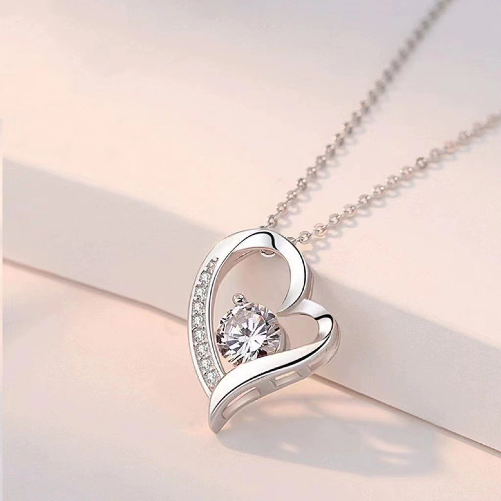 S925 Silver Heart-Shaped Minimalist Versatile Collarbone Necklace Vera Lux
