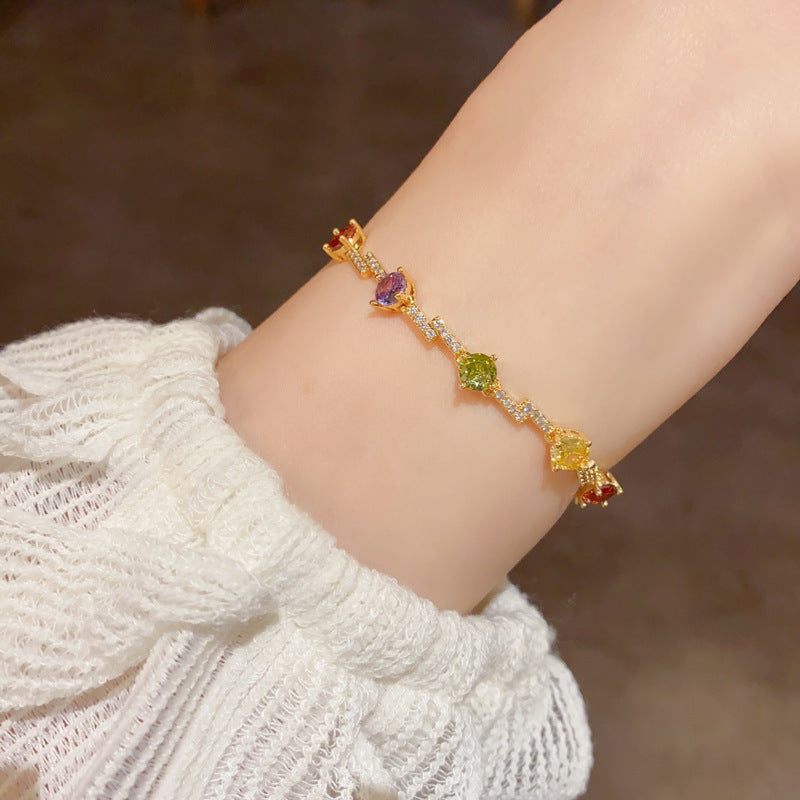 Exquisite And Fashionable Micro-pave Cubic Zirconia Irregular Colorful Bracelet Vera Lux