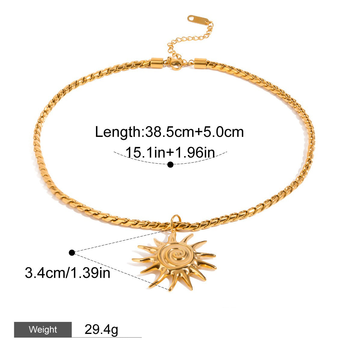 18K gold geometric shape with texture design high-end unique necklace Vera Lux