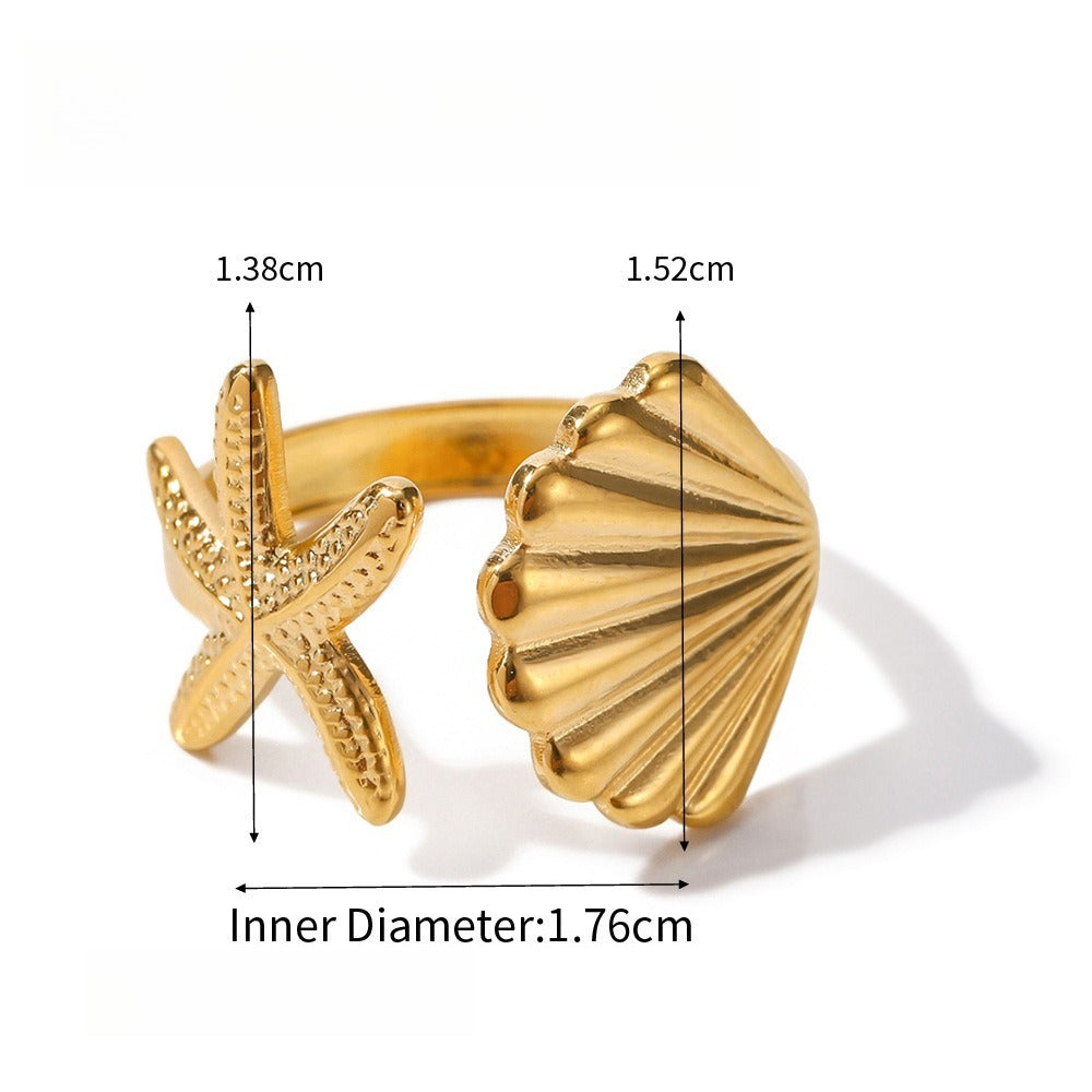 Starfish Shell Titanium Steel Ring Vera Lux