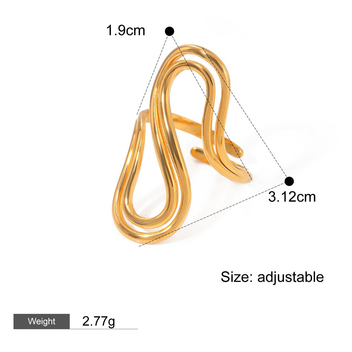 18K gold irregular lines with gold and silver color matching design unique personality ring Vera Lux
