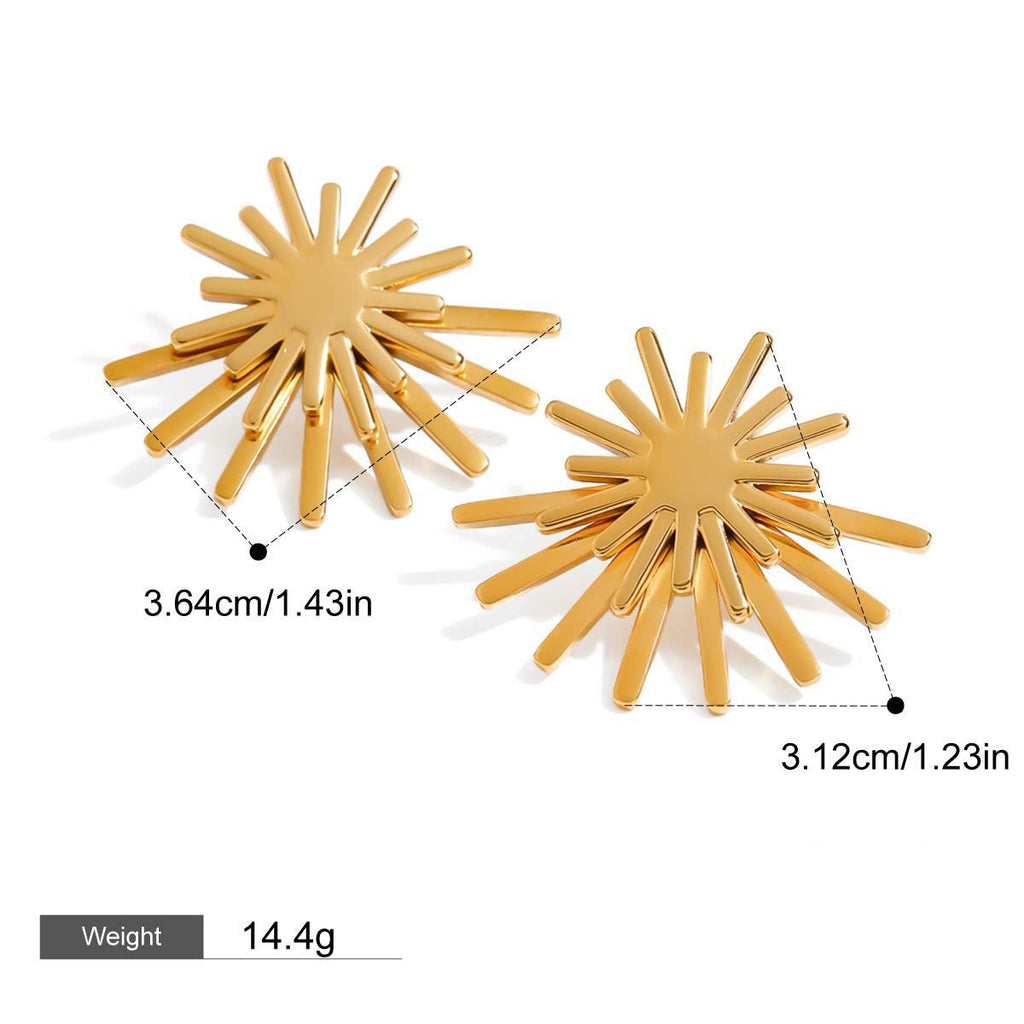 18K gold sun-shaped earrings with simple and elegant design Vera Lux