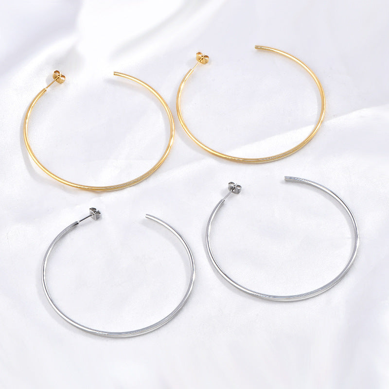 French-style Circular Titanium Steel Minimalist Elegant Earrings Vera Lux