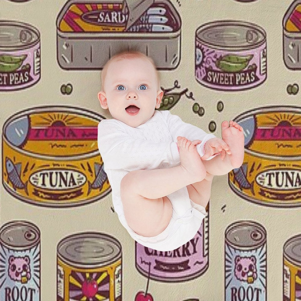 Vintage Canned Goods Pattern Throw Blanket BionZax